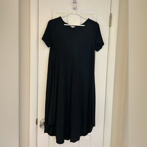 LuLaRoe Black Short Sleeve Midi Pocket Dress